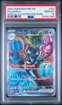 2025 POKEMON PRE EN-PRISMATIC EVOLUTIONS #151 PALAFIN EX PSA 10 - Image 1