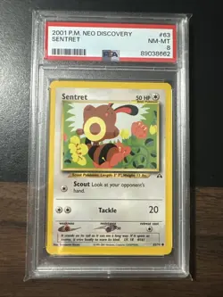 2001 Pokemon Neo Discovery PSA 8 SENTRET Unlimited Non Holo #63 - Image 1