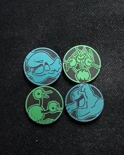 Pokemon TCG Wailmer Rookidee Glow in the Dark Coins Green Cyan Lot*4 -LU57 - Image 1