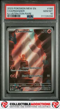 2023 Pokemon Mew En-151 #168 Charmander Illustration Rare PSA 10 - Image 1