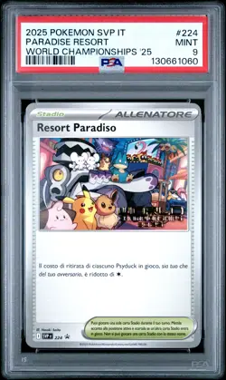 2025 POKEMON ITALIAN SVP IT-SV BLACK STAR PROMO #224 PARADISE RESORT PSA 9 - Image 1