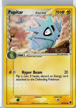 2006 Pokemon Pupitar 59/101 EX Dragon Frontiers Reverse Holo Stamped NM - Image 1