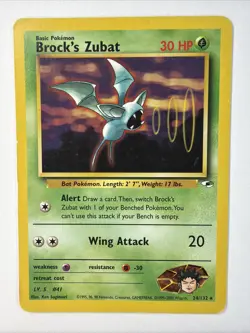 Pokemon Brock's Zubat 24/132 Gym Heroes Rare TCG Vintage - Image 1