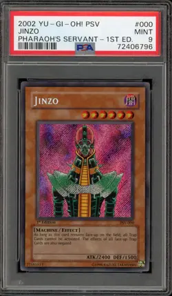 Yu-Gi-Oh! Jinzo Pharaoh's Servant 1st Edition Secret Rare PSV-000 PSA 9 Mint - Image 1