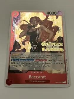 Baccarat (Judge Pack Vol. 4) OP07-010 One Piece Promotion Cards Foil - Image 1