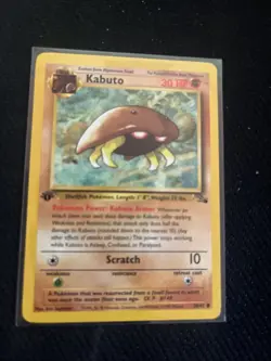 Pokemon 1999 Kabuto Card 50/62 Fossil, Regular MP, Moderately Played - Image 1