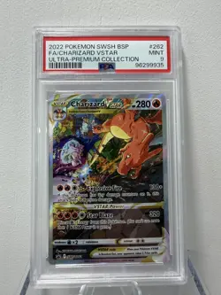 Pokemon Cards PSA 9 Mint Charizard Vstar UPC Full Art Black Star Promo Swsh #262 - Image 1