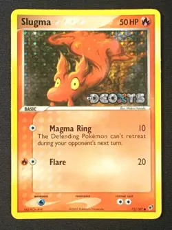 Pokemon TCG Slugma Deoxys 75/107 Reverse Holo Stamped MP - Image 1