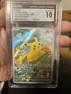 2024 Pikachu SVP088 Black Star Promo Paldea Adventure Chest CGC 10 Pokemon TCG - Image 1