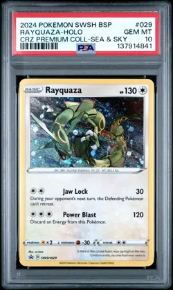 2024 POKEMON BLACK STAR PROMOS COSMOS HOLO SWSH029 RAYQUAZA PSA 10 - Image 1