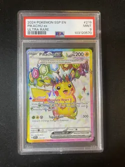 2024 Pokemon Surging Sparks Pikachu Ex Ultra Rare #219 PSA 9 - Image 3