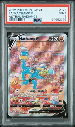 2022 POKEMON SWORD & SHIELD ASTRAL RADIANCE #172 FULL ART/MACHAMP V PSA 9 - Image 1
