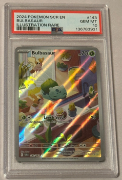 Bulbasaur 143/142 Pokemon Sv Stellar Crown Illustration Rare PSA Graded Mint 10 - Image 1