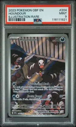 2023 POKEMON OBF EN-OBSIDIAN FLAMES ILLUSTRATION RARE #204 HOUNDOUR PSA 9 - Image 1