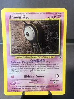 Pokemon TCG Unown A 14/75 Neo Discovery Unlimited Holo Rare WOTC VTG - Image 1