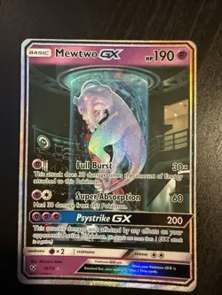 Pokemon TCG Mewtwo GX Secret Rare Shining Legends - Decent Condition - Image 1