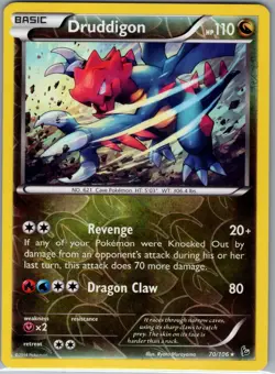 Druddigon - 70/106 Reverse Holo - XY Flashfire - Pokemon Card - NM - Image 1