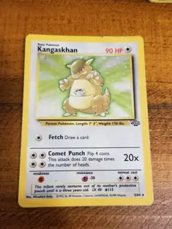 KANGASKHAN 5/64 Holo Rare Unlimited Jungle Set Pokemon Card Heavily Played - Image 1