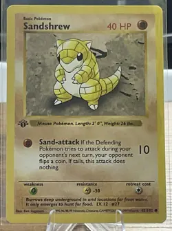 Pokemon TCG Sandshrew Base Set 1st Edition Shadowless Card 62/102 - Image 1