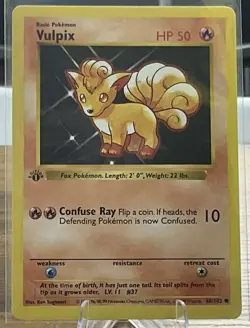 Pokemon Vulpix Card WOTC 1st Edition Base Set Shadowless 68/102 NM Condition - Image 1