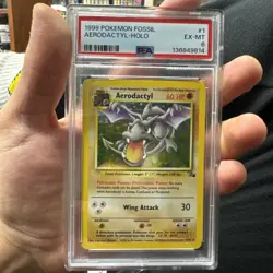 PSA 6 MINT Aerodactyl 16/62 Fossil Set Rare Pokemon Trading Card (HOLO) - Image 1