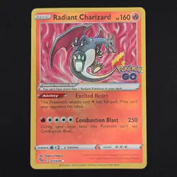 Pokemon TCG Card Radiant Charizard 011/078 Pokemon GO Radiant Rare - LP+ - Image 1