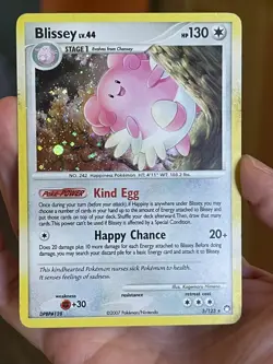 POKEMON BLISSEY LV.44 #5/123 RARE HOLOFOIL MOD PLAYED MYSTERIOUS TREASURES CARD - Image 1