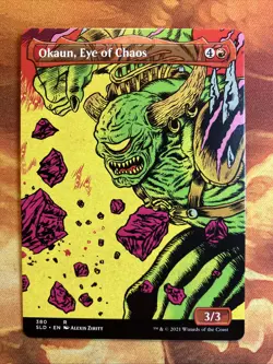 MTG Reversible Borderless Okaun, Eye of Chaos (Display Commander) - Thick Stock! - Image 1