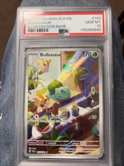 Pokemon TCG Bulbasaur Stellar Crown Illustration Holo Card 143/142 PSA 10 - Image 1