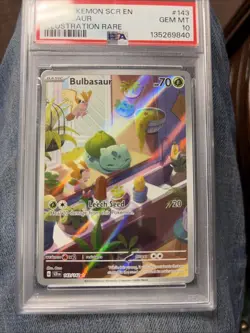 Pokemon TCG Bulbasaur Stellar Crown Illustration Holo Card 143/142 PSA 10 - Image 3