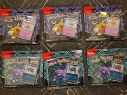 Pokemon TCG Paldean Fates Tech Sticker Collection 3-Pack Blister LOT (x6) - Image 1