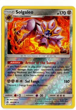 POKEMON - SOLGALEO 142/236 COSMIC ECLIPSE REVERSE HOLO NM - Image 1
