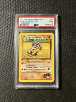 Brock's Sandslash 36/132 Pokemon Gym Challenge First Edition PSA 9 - Image 1