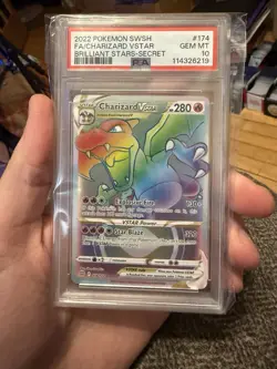 2022 Pokemon SWSH Brilliant Stars Secret Rare #174 FA/Charizard VSTAR PSA 10 Gem - Image 1
