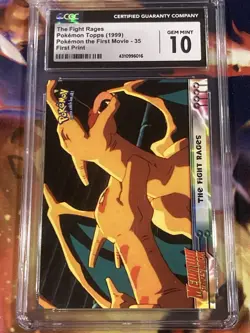 Pokemon Topps 1999 The Fight Rages #35 CGC 10 - Image 1