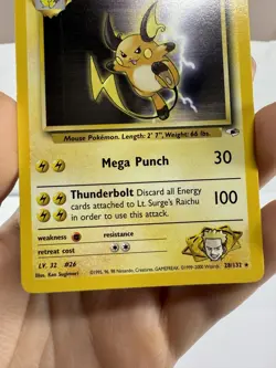 Pokemon Lt. Surge's Raichu Gym Heroes 28/132 Unlimited Non Holo Rare - Image 4