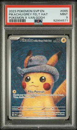 Pikachu With Grey Felt Hat PSA 9 - SVP085 - Van Gogh - Promo Collab - Pokemon - Image 1