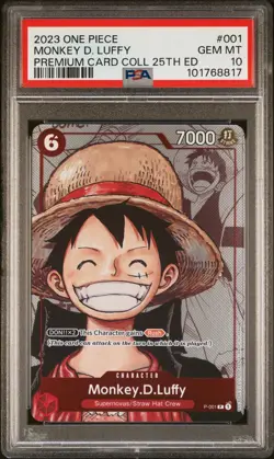 2023 ONE PIECE PREMIUM CARD COLLECTION 25TH EDITION #001 MONKEY D. LUFFY PSA 10 - Image 1