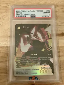 Final Fantasy TCG FFVII English Gold Promo Cloud Prize Card PR-142 PSA 10 - Image 1