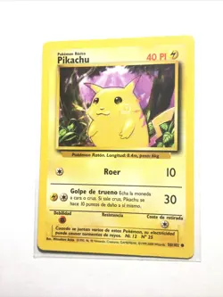 PIKACHU - 58/102 - 40 PI - SPANISH Base Set - Pokemon Card - NM *VERY RARE* - Image 1