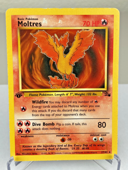 Moltres 27/62 Fossil Set Rare WOTC Pokemon Card 1st Edition - Moderately Played - Image 1