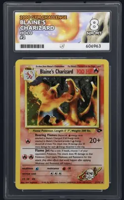 Pokemon Cards: Blaine’s Charizard: 2000 Gym Challenge: Holo 2/132: Ace Graded 8 - Image 1