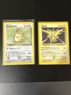Zapdos + Kangaskhan Base Jungle Lot Set Bundle 2 HP- Dam Vintage Pokemon Cards - Image 1