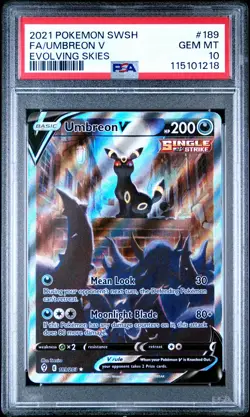 2021 POKEMON SWORD & SHIELD EVOLVING SKIES #189 FULL ART/UMBREON V PSA 10 - Image 1