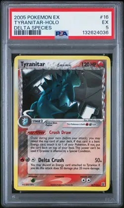 2005 POKEMON EX DELTA SPECIES #16 TYRANITAR-HOLO PSA 5 - Image 1