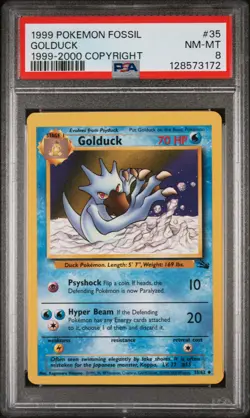 1999 POKEMON FOSSIL 1999-2000 COPYRIGHT #35 GOLDUCK PSA 8 - Image 1