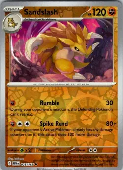 Pokemon | SV: Scarlet & Violet 151 | Sandslash | 028/165 | Reverse Holo | NM - Image 1