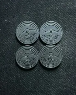 Pokemon TCG Slowpoke Slowking Mewtwo Glow in the Dark Coins Purple Lot*4 -LU57 - Image 2