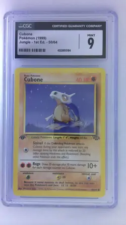 Cubone 1999 Pokemon Jungle TCG 1st Edition 50/64 CGC 9 MINT - Image 1