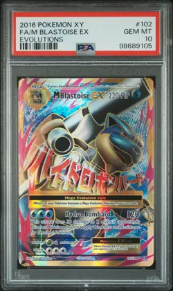 2016 POKEMON XY EVOLUTIONS #102 FULL ART/M BLASTOISE EX PSA 10 - Image 1
